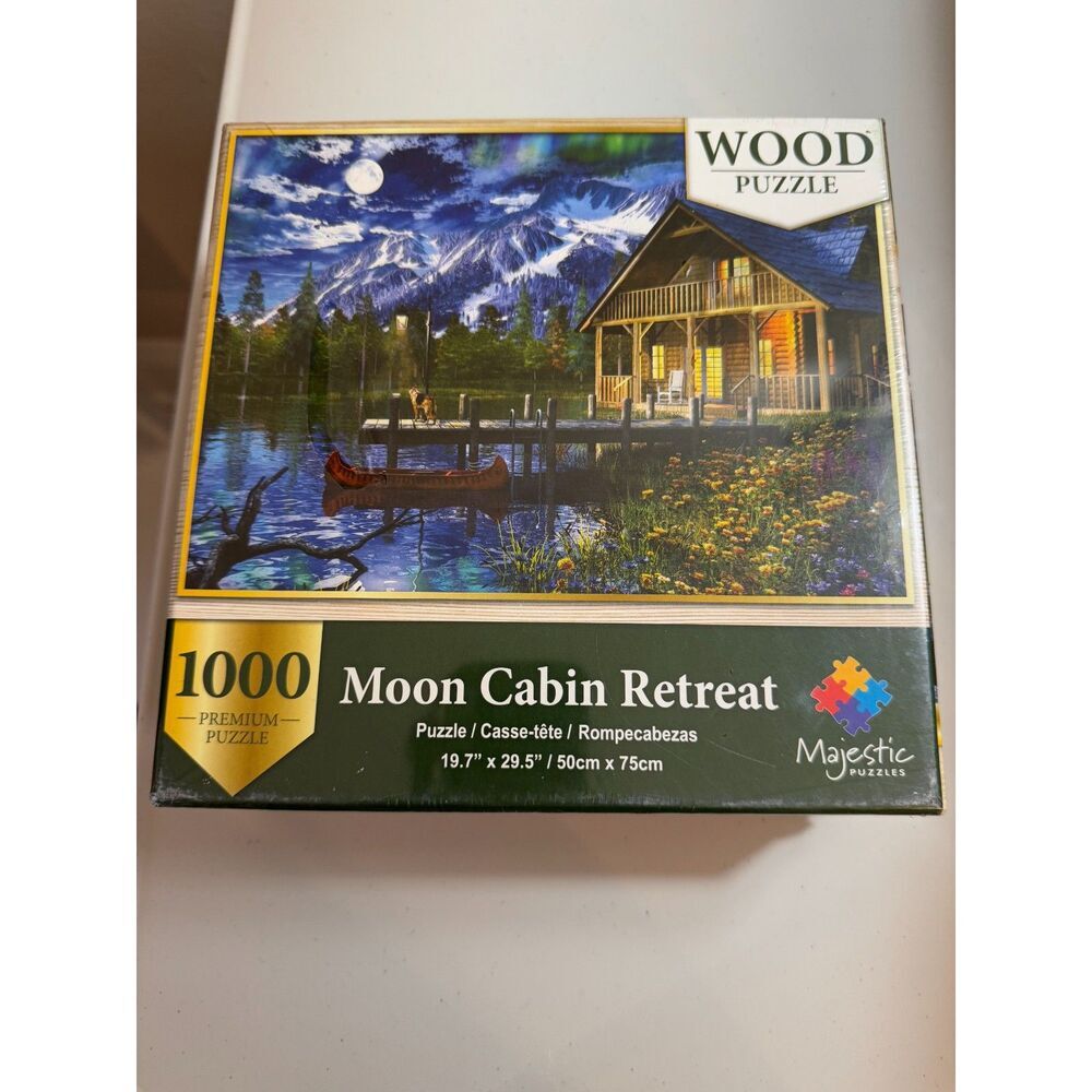Sealed 2020 Majestic Moon Cabin Retreat wooden Jigsaw puzzle 1000 pieces